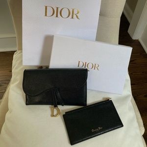 Dior long saddle wallet with chain